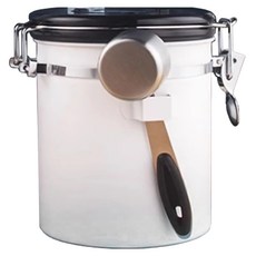 304不鏽鋼咖啡豆密封罐, 1001~1200ml容量, 有透氣孔, 象牙白, 1個