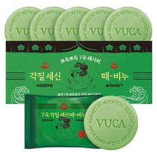 뷰카 7곡 뽀득뽀득 각질 세신 때비누 프레쉬향, 100g, 6개입