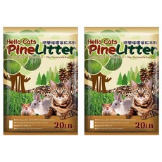哈樂喵 Hello Cats 環保松木砂, 100%天然松木, 無粉塵, 不黏腳, 20LB, 2包