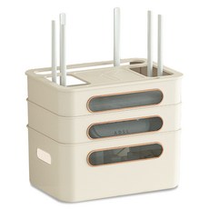 Beurrureikeu 路由器 機上盒 纜線收納盒 3層, 米色, 1個