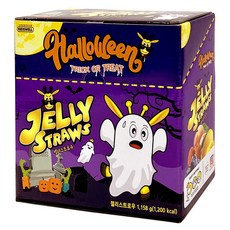 JELLY STRAWS 萬聖節蒟蒻果凍條 綜合水果口味 60條, 1.158kg, 1盒
