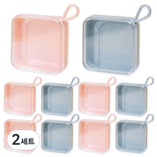 PDS Beauty 方形扁平粉餅便攜式粉撲盒 2款 x 5入組, 2套, 粉藍各半