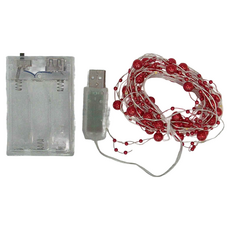 LED 亮紅球銅線燈 Set 30 3公尺, 暖白 + 白, 1組