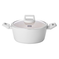 Cookin IH電磁爐適用陶瓷塗層不沾木柄雙耳湯鍋, 象牙白, 24cm, 1個