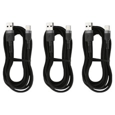 Home Planet Type-C LED燈快充線, 2m, 黑色, 3條