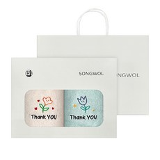 Thank You Flower Joy 毛巾2件組 130g 30支棉紗 + 購物袋, 1套, 隨機出貨