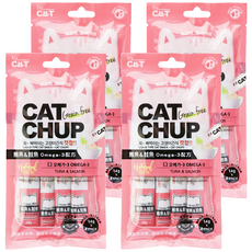 CAT CHUP 貓咪肉泥, 鮪魚+鮭魚, 56g, 4袋