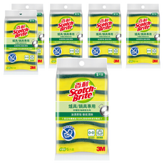 3M Scotch-Brite 百利 好握型海綿菜瓜布 爐具/鍋具專用, 5片, 6包