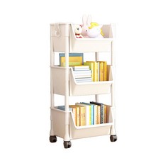 收納推車 三層開口款, 白色, 3層