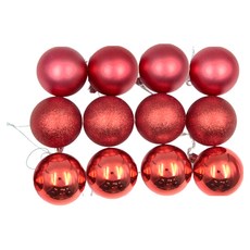 亮霧粉球 Set 12, 6cm 聖誕造型球 - 珊瑚紅, 1組