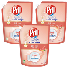 Pril 淨麗 果醋洗碗精 清爽葡萄柚香 可清洗餐具、水果、奶瓶, 1L, 3包