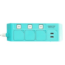네모탭 고속충전 멀티탭 A타입 개별 3구 SY-NB3 USB QC-2, 2.5m, 아쿠아민트, 1개