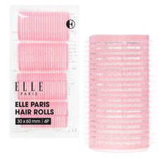 ELLE PARIS 볼륨 헤어롤 앞머리 구르프 대형 (30 x 60 mm), 4개, 핑크