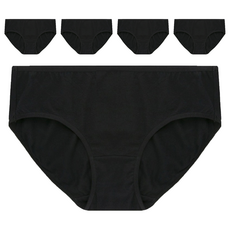 BASE ALPHA ESSENTIALS 女性日常棉質彈性內褲 5件, 黑色