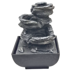 風水擺件 樹脂材質 有水景, 風生水起 灰色