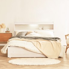 동서가구 이즈 카이 LED 1단 3서랍 수납침대 프레임 + 케미컬폼 매트리스 세트 방문설치, 워시(침대), 화이트(매트리스)