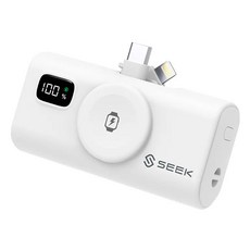 SEEK 三合一迷你快充口袋電源Pro PW-517-W, 5000mAh, Type-C, Lightning雙接頭, Apple Watch無線充電, 白色