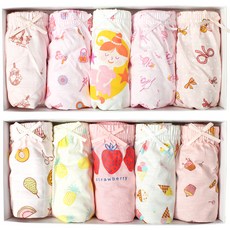 bonumam 女童Girlish棉質內褲 5件組+食物棉質內褲 5件組