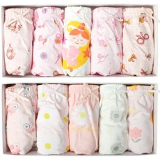 bonumam 女童Girlish棉質內褲 5件組+花朵棉質內褲 5件組