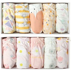 bonumam 綜合可愛圖案棉質內褲 5件組+花朵棉質內褲 5件組