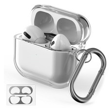 多合一透明硬殼+金屬防鐵粉貼紙, 透明(保護殼)+隨機發貨(貼紙), AirPods Pro
