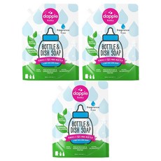 dapple baby 奶瓶及餐具清潔液補充包，美國原裝進口，安全無毒，無人工香料染料，無塑化劑，環保可生物分解, 1L, 3包