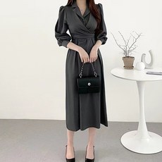 페이퍼먼츠 허리랩 백리본 볼륨 숄더 원피스 03884