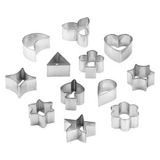 tescoma 主題餅乾切模12件 teadc5_d 愛心模3.5 x 3 x 2cm + 星星模 3.5 x 3.5cm + 黑桃模 4 x 3 x 2cm + 水滴模 4 x 2.3 x 2cm 復古L 87g, 銀色, 1組