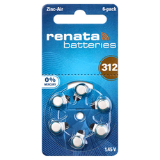 Renata 312 鋅空氣助聽器電池 6入, PR41/ZA312/S312/A312, 1.45V, 德國製造, 1組