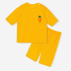 Uni FRIend 童款格紋印花7分袖上衣長褲組