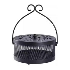 金屬蚊香盒 蝴蝶把手 單個售-02 黑色 鏤空設計 煙散更快 防風設計, 直徑15cm