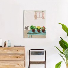 半島良品 絨面加厚裝飾掛布, 窗邊盆栽