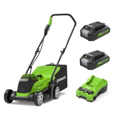 그린웍스 24V 무선 충전 잔디깍기 제초기 2502073VT + 2Ah 배터리 2p + 고속 충전기 세트, 1세트