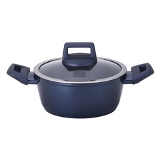 Cookin IH電磁爐適用陶瓷塗層不沾木柄雙耳湯鍋, 藍色, 20cm, 1個