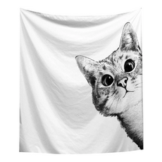 半島良品 居家裝飾掛布, 白底萌貓