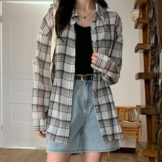 afinar 女性寬鬆版型疊穿格紋襯衫