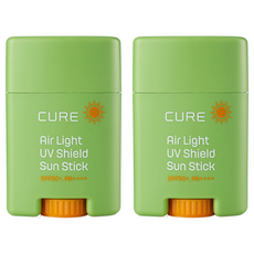 김정문알로에 큐어 에어라이트 UV 쉴드 선스틱 SPF50+ PA++++, 20g, 2개