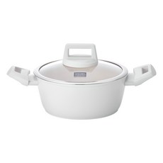 Cookin IH電磁爐適用陶瓷塗層不沾木柄雙耳湯鍋, 象牙白, 20cm, 1個