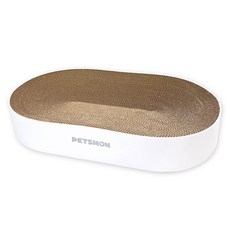 PETSMON 方便貓咪躺臥的寬版橢圓形貓抓板, 白色, 1個