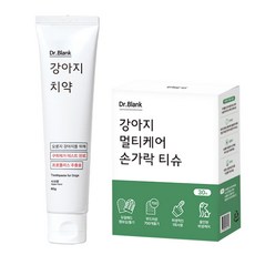 닥터블랭크 강아지 치약 사과향 + 멀티케어 손가락 칫솔티슈 30p 세트, 80g, 1세트