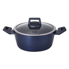 Cookin IH電磁爐適用陶瓷塗層不沾木柄雙耳湯鍋, 藍色, 24cm, 1個