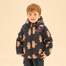 童款Hello Tenderheart Bear印花兩穿連帽鋪棉夾克