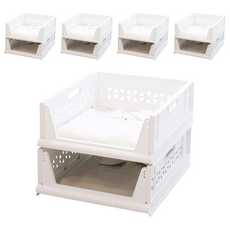 가쯔 오픈 슬라이딩 수납정리 리빙 폴딩박스, 화이트, 10개