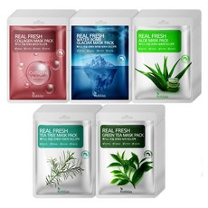 Rokkiss 面膜 涼爽 10入+膠原蛋白 10入+茶樹 10入+蘆薈 10入+綠茶 10入, 1組