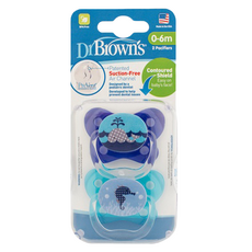 DrBrown's PreVent功能性人體工學安撫奶嘴, 0歲以上, 藍色, 1組