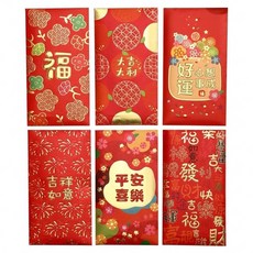 百貨King 龍年創意燙金紅包 9 x 17cm 平安喜樂系列 6個, 1組