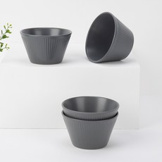 Bloom at home Strisha質感湯碗, 暗灰色, 4個