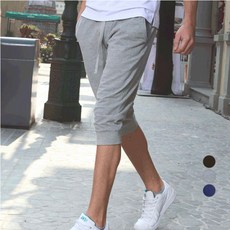 WIZI 男款純色7分束口運動短褲 WI013PN