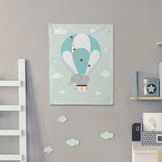 半島良品 絨面加厚裝飾掛布 24, 熱汽球 小象