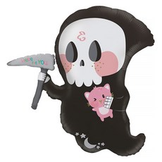 그라보벌룬 할로윈 은박풍선 큐티해골, 블랙, 1개